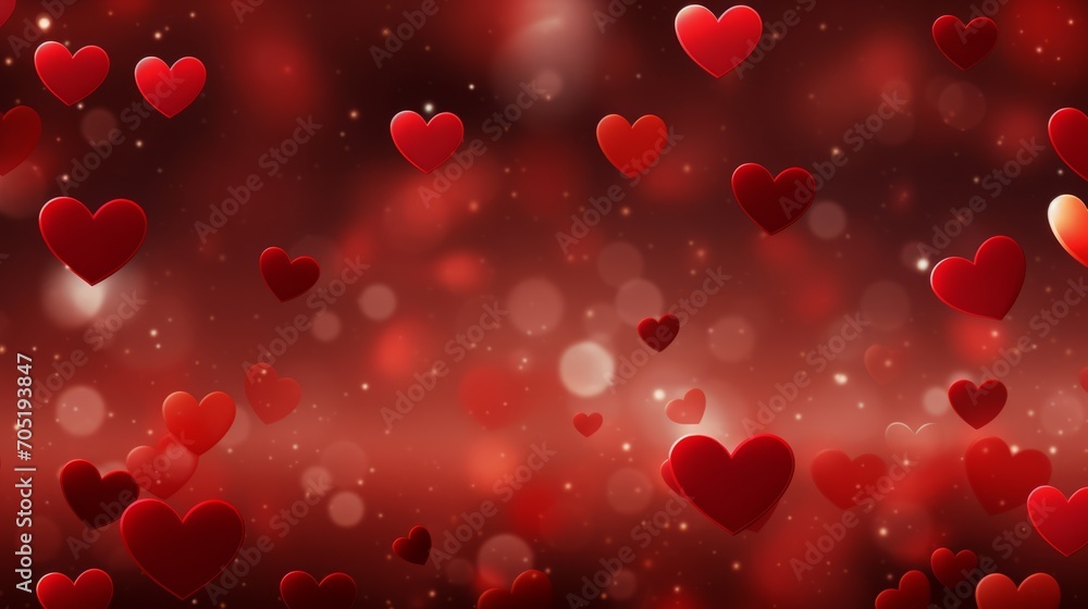 Background with red shiny hearts 