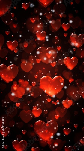 Background with red shiny hearts