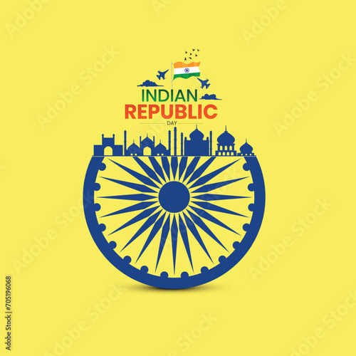 26th January Republic Day of India Celebration with Happy Indian Republic Day Template Banner Design. Happy Republic Day of India