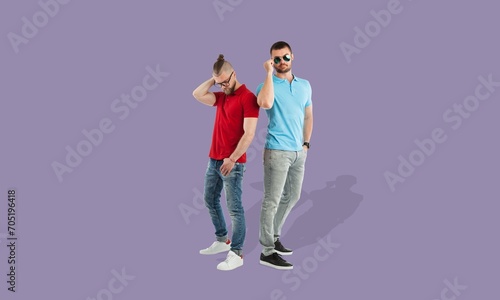 Young happy man wear casual clothes posing