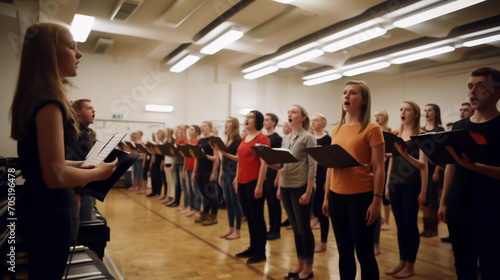 Senior choir rehearsing together 