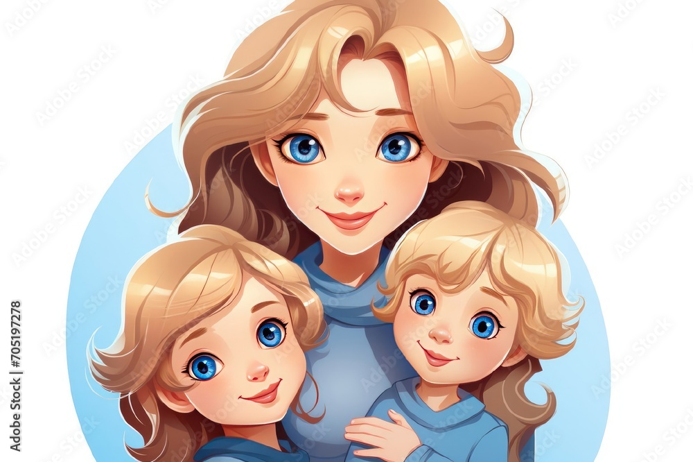 Illustration of mother with her child in white background. Concept of mothers day. Illustration of mother with her child in white background. Concept of mothers day.