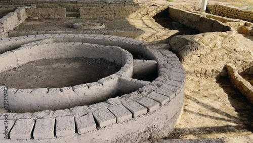 The ancient city of Sarazm in Tajikistan. The oldest settlement of the settled peoples of Central Asia. Archaeological excavations of the Sarazm settlement. 4K Video photo