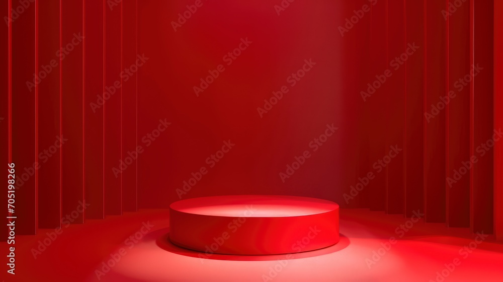 abstract red background with empty stage Cylinder podium display ...