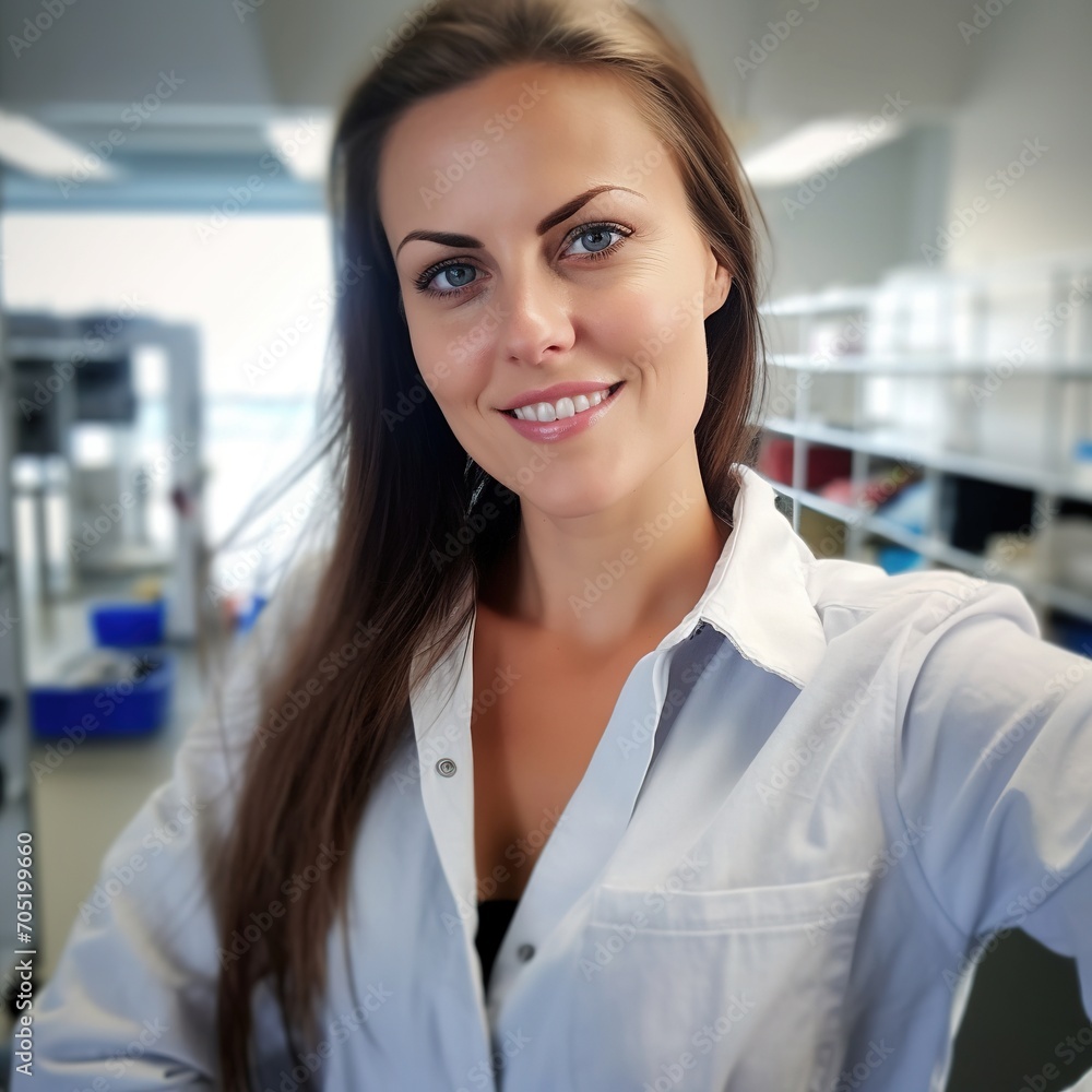 Fototapeta premium portrait of a female scientist wearing a lab coat