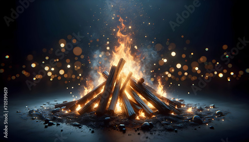 Beautiful lohri bonfire background. photo