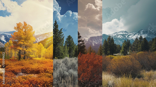 Four Seasons: Document the same landscape across all four seasons. Showcase the changing colors, weather, and moods of the location, providing a comprehensive view of its natural beauty. Generative AI photo