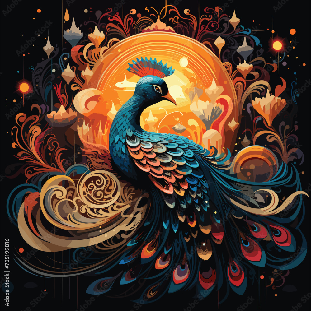 Fototapeta premium peacock on the wall