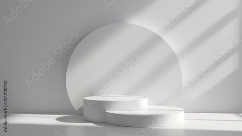 abstract white background with empty stage Cylinder podium display, showcase for product presentation