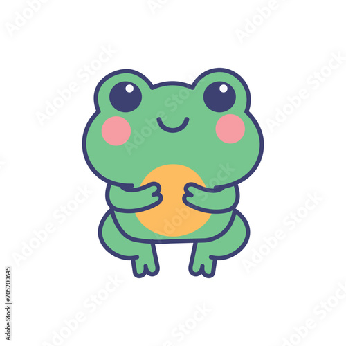 Cute funny cartoon frog. vector icon. Isolated object. png
