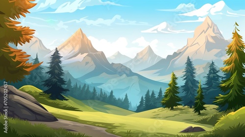 Green mountains and hills landscape