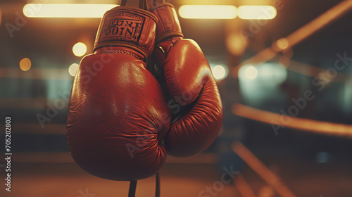 Bloodstone boxing gloves in the boxer's gym photo