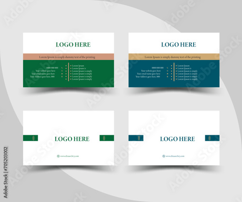 Creative and Clean modern and double sided business card design template . flat green business card inspiration.