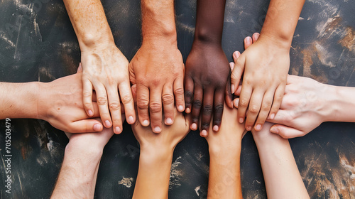 Photo of hands of people with different skin colors
