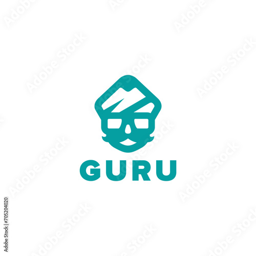 guru face mascot logo design