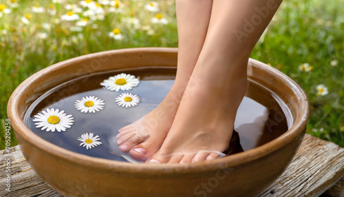 Nourishing foot bath with chamomile extract