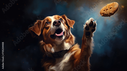 illustration of dog asking for a cookie