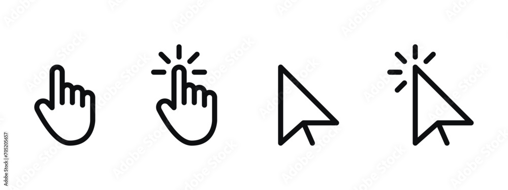 Cursor Click Icon Pack - Pointer, Select, Click Symbols Vector Graphics ...
