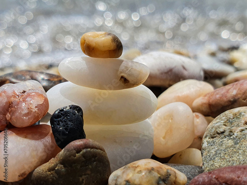 Photography light stones on the beach