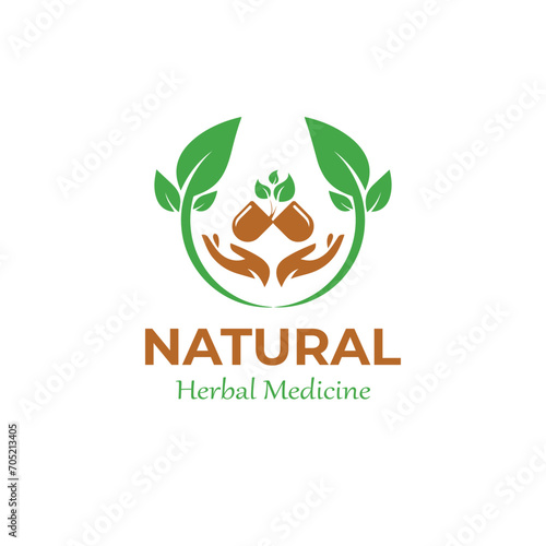 Natural hebal medicine logo design photo