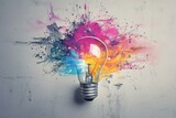 creative idea concept with light bulb on isolated background