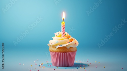 Birthday Cupcake With One Candle