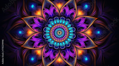 Psychedelic mandala fractal pattern high resolution