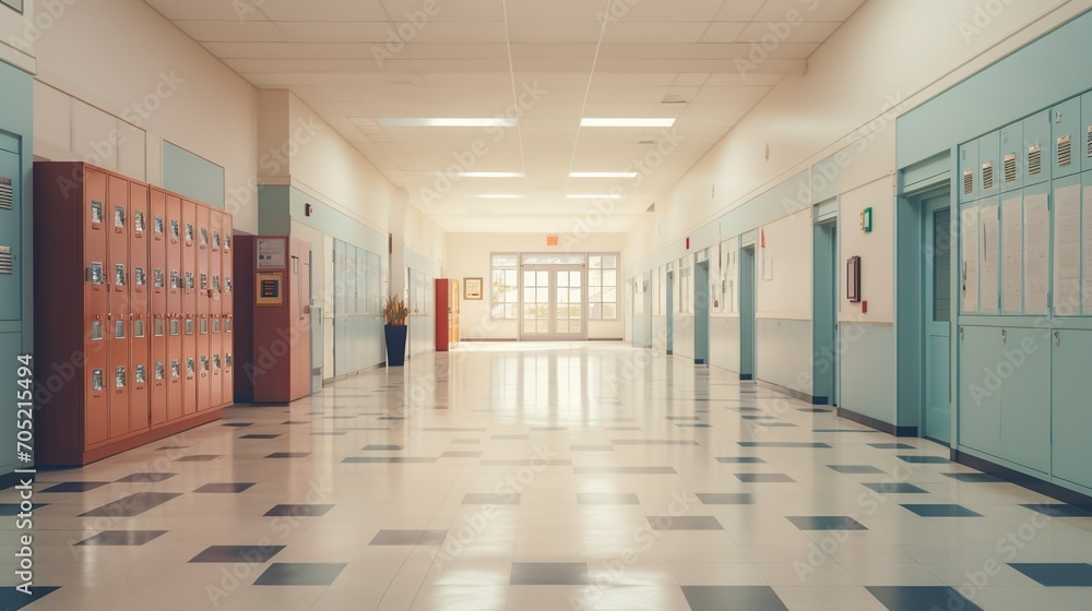 high school hallway with lockers