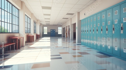 high school hallway with lockers