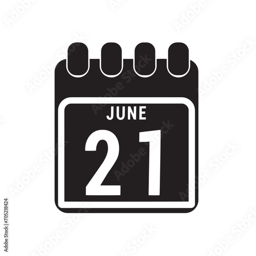 Calendar displaying day 21 ( twenty-first ) of the June - Day 21 of the month. Illustration