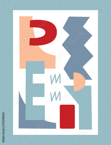 Set of geometric shapes. Abstract background shapes with brutalism style. Geometric posters. Direction in architecture. Retro elements. Minimalist design. Flat illustration