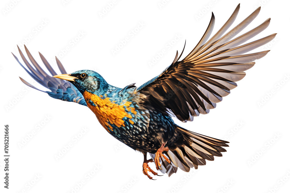 Obraz premium Starling isolated on white background - Generative AI