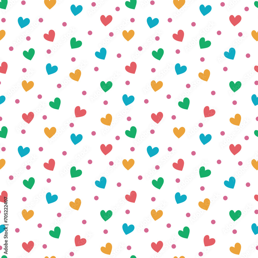 Valentine Seamless Pattern Wallpaper - Colorful multi hearts valentines day doodle vector illustration background - Love valentine's digital wrapping paper - wedding dating anniversary wallpaper