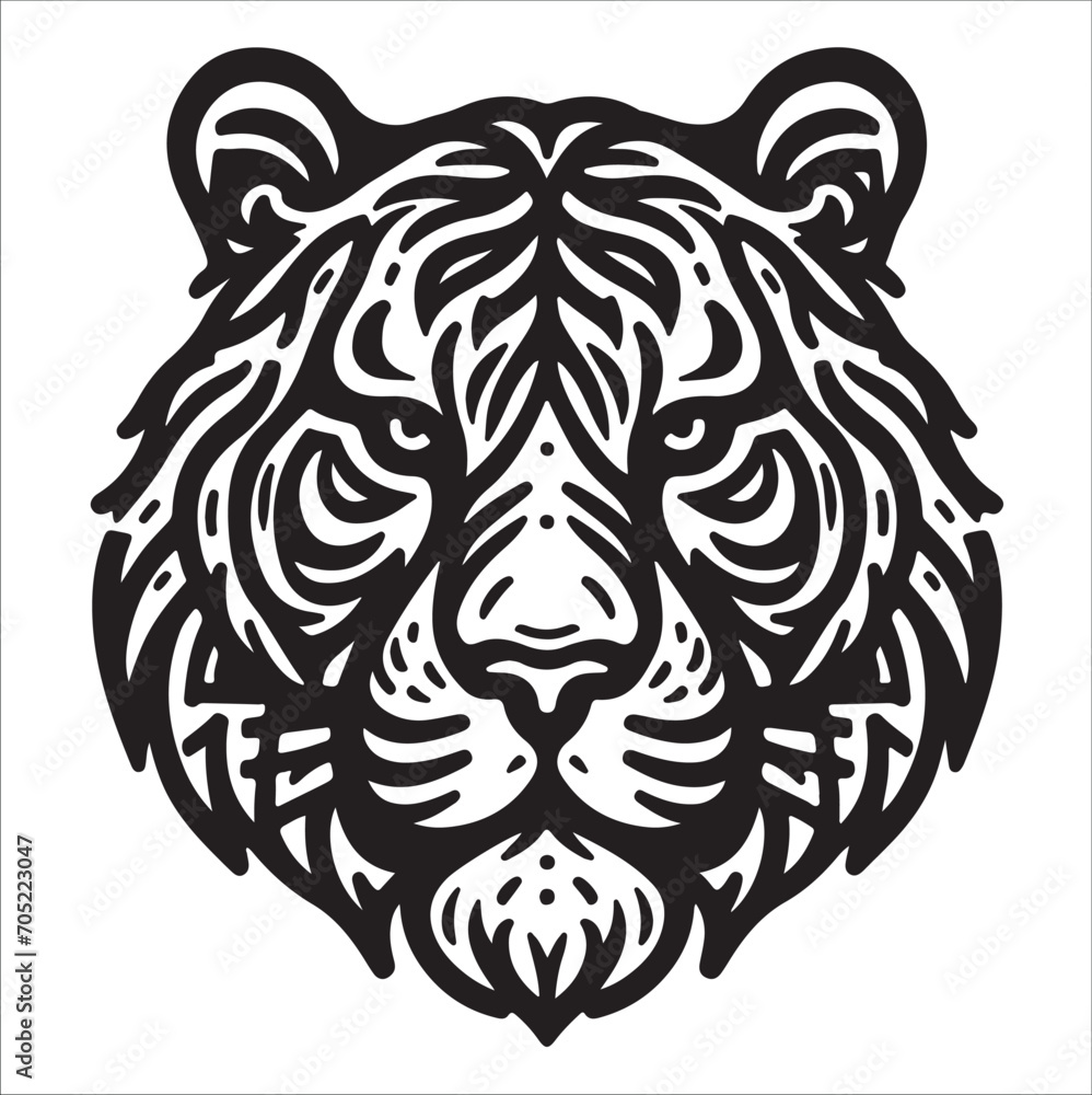 Tiger head , Tiger head vector silhouette design