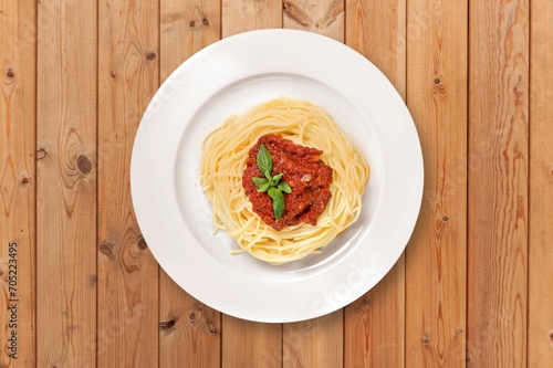 plate of tasty fresh italian pasta with sauce