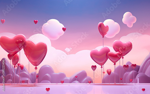 valentine's day greetings with hearts against a pink background photo