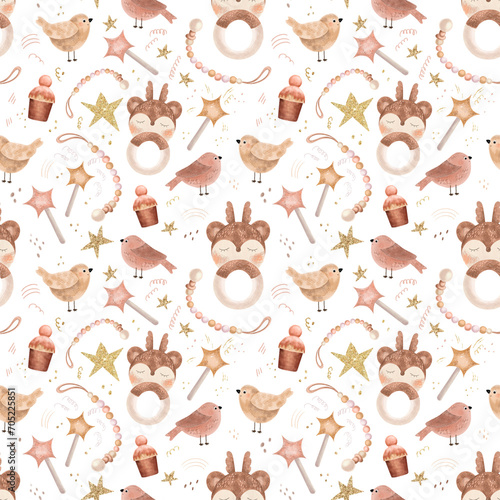 Wallpaper Mural Children's seamless pattern with children's toys drawn in pencil style. Seamless background isolated white background, child-style hand-drawn illustration. Torontodigital.ca