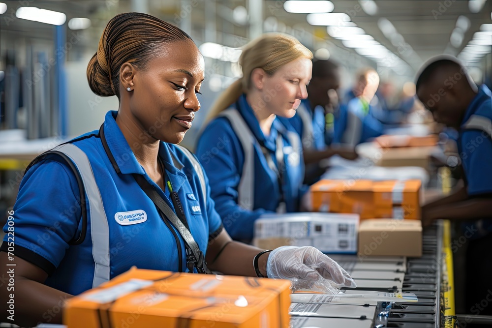 Dedicated logistics team checks inventory accurately., generative IA Dedicated logistics team checks inventory accurately., generative IA