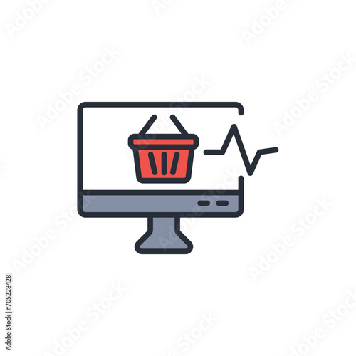 e commerce website icon. vector.Editable stroke.linear style sign for use web design,logo.Symbol illustration.