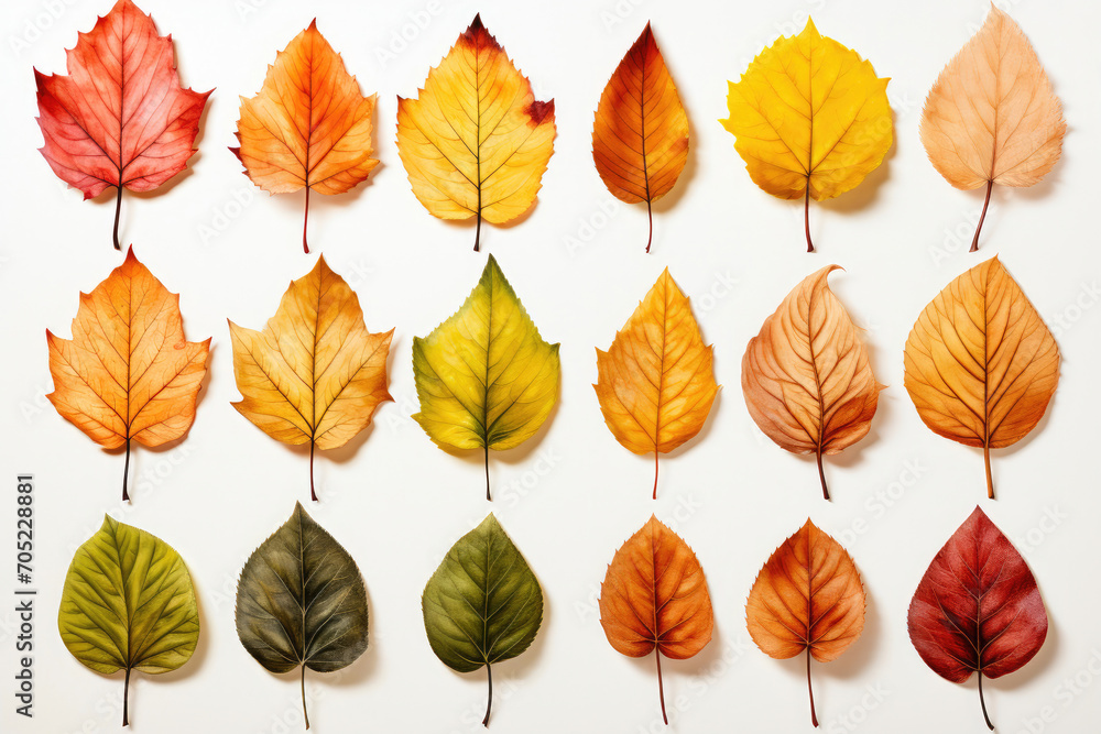 Obraz premium Nature's Hues: Watercolor Renderings of Fall Leaves
