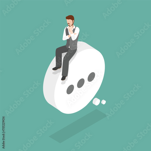 3D Isometric Flat Vector Illustration of Critical Thinking , Puzzled Confused Person