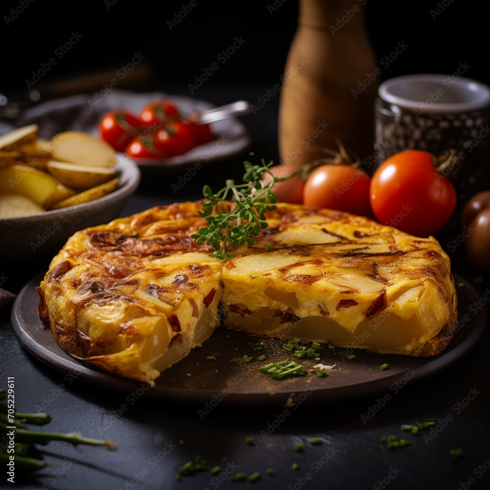 Whole Spanish potato omelette