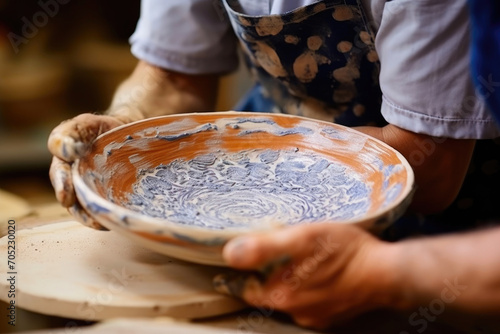 Potter Creating Ceramic Dishware
