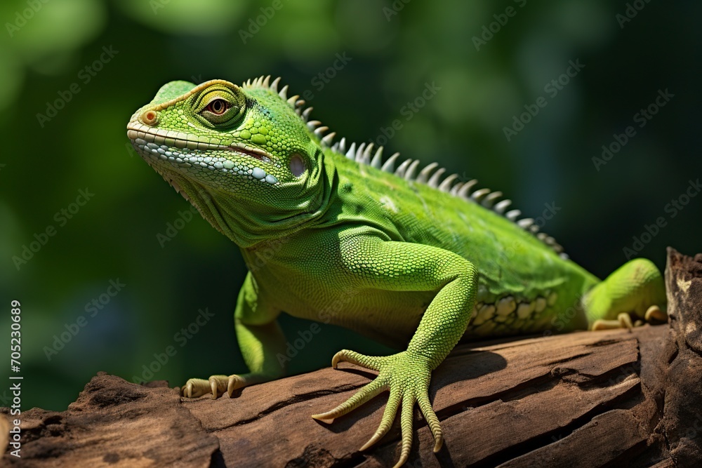 illustration of a huge green lizard on the trunk of a tree illustration of a huge green lizard on the trunk of a tree