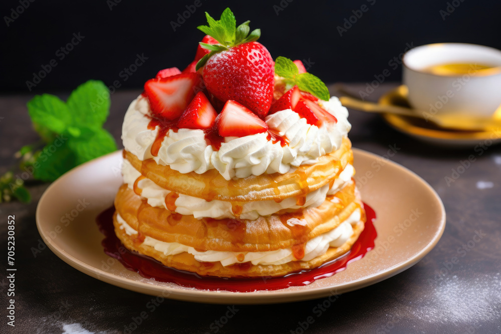 Golden Layers of Whimsical Strawberry Shortcake Golden Layers of Whimsical Strawberry Shortcake