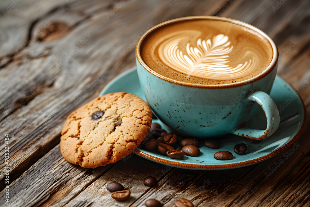 cup of coffee with milk and biscuits cup of coffee with milk and biscuits