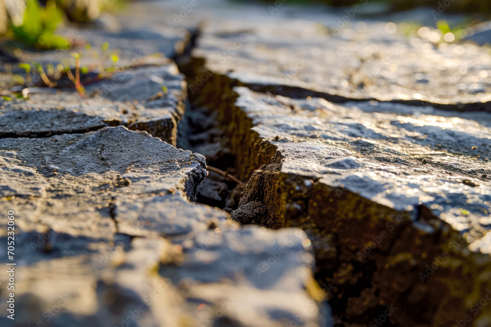 earthquake and a crack on the ground earthquake and a crack on the ground