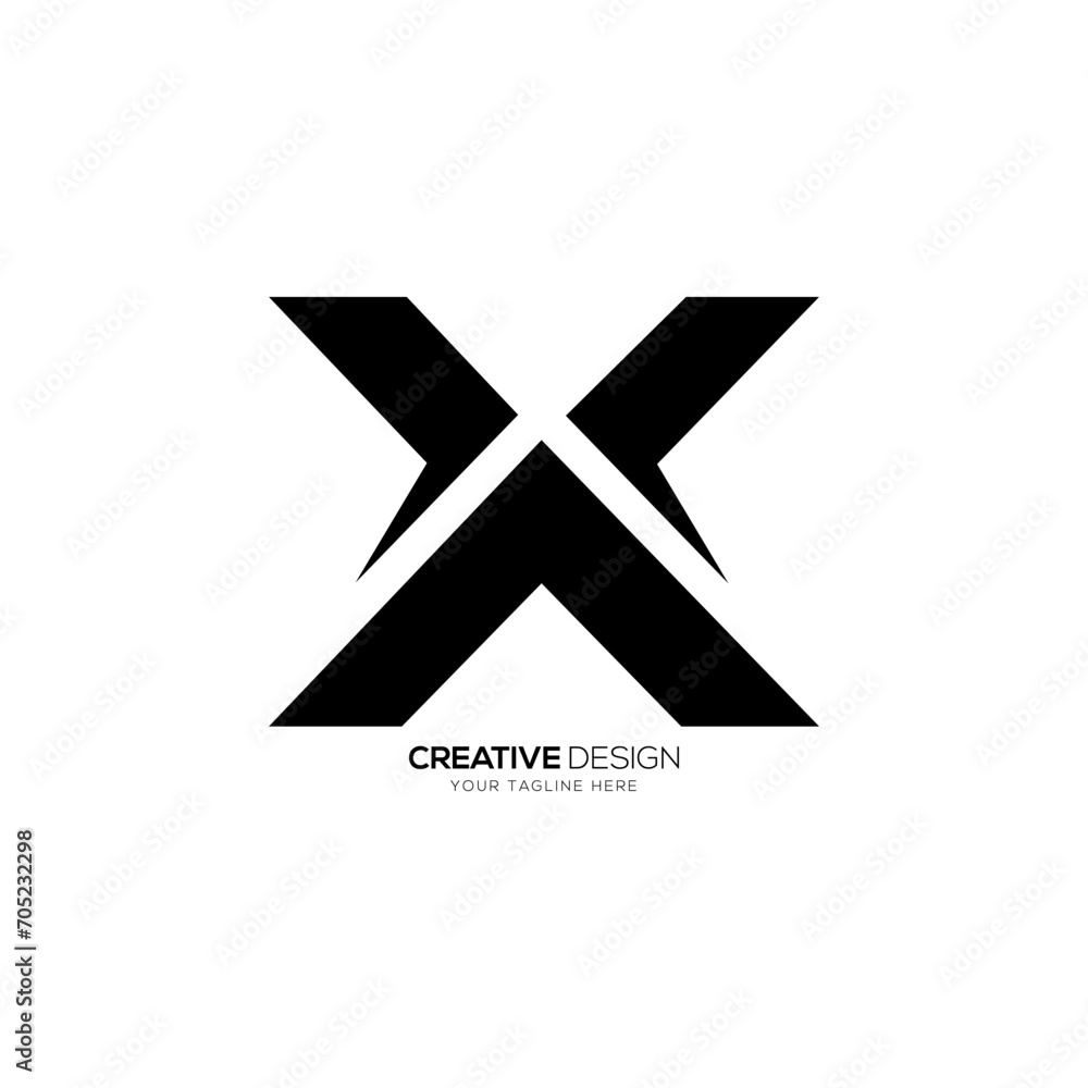 Letter Xa or Ax modern stylish shapes alphabet creative monogram tech logo