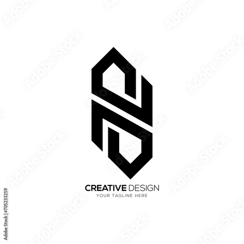 Letter Sn stylish shape alphabet with unique abstract monogram logo design idea