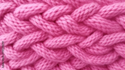  Knitted texture of pink wool threads close-up. Texture of a pink knitted sweater. Realistic large pink knitting 3D background. Collection of knitted backgrounds. Generative ai.